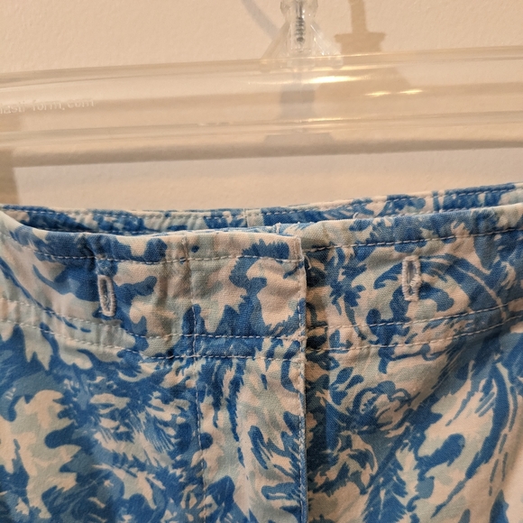 Talbots pant size 8 petite. All over blue print. Flat front Capri bottoms. - Picture 2 of 6